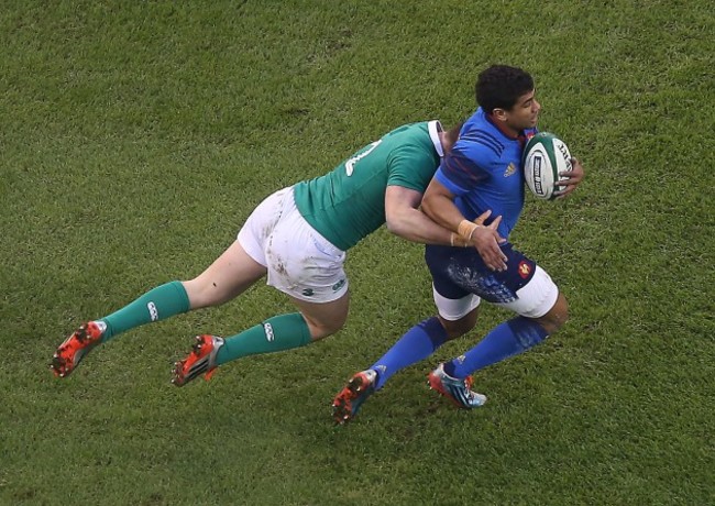 France's Wesley Fofana is tackled by IrelandÕs Robbie Henshaw