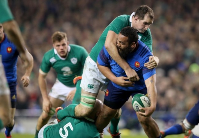 Devin Toner and Paul O'Connell with Uini Atonio