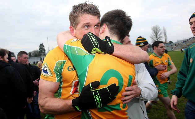 Kieran Fitzgerald and Kevin Murphy celebrate at the end of the game