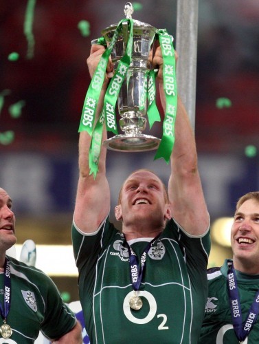 Paul O'Connell lifts the trophy