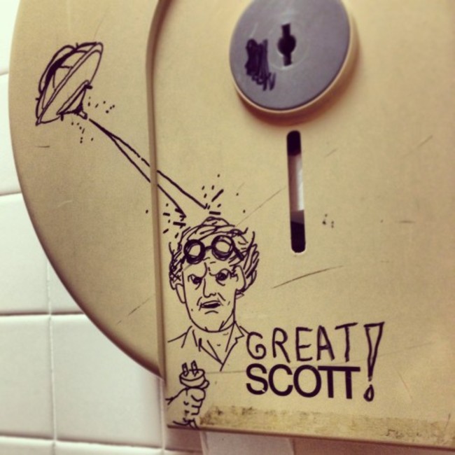 Graffiti in the art school bathroom