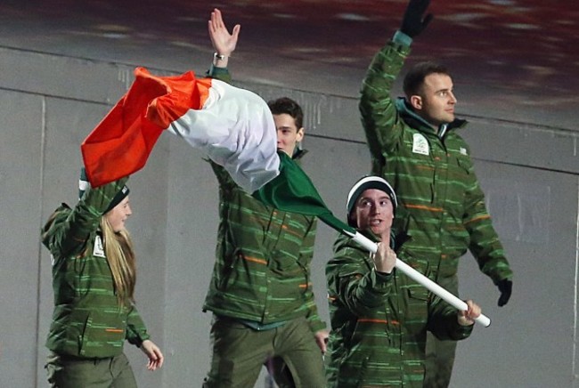 Irish athletes enter the stadium during the opening ceremony