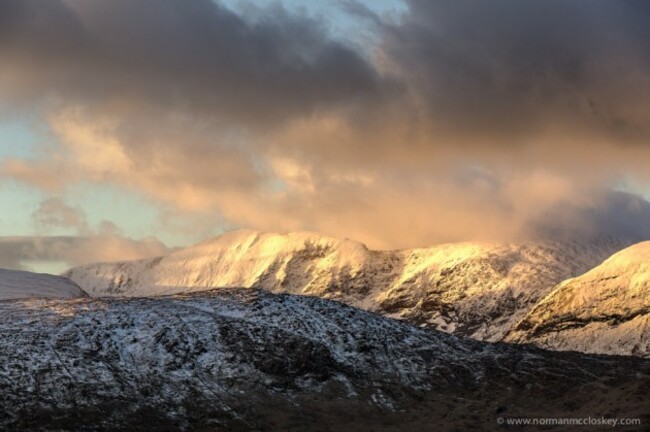 Evening light on Caher Mountain to the west of Carrauntoohil