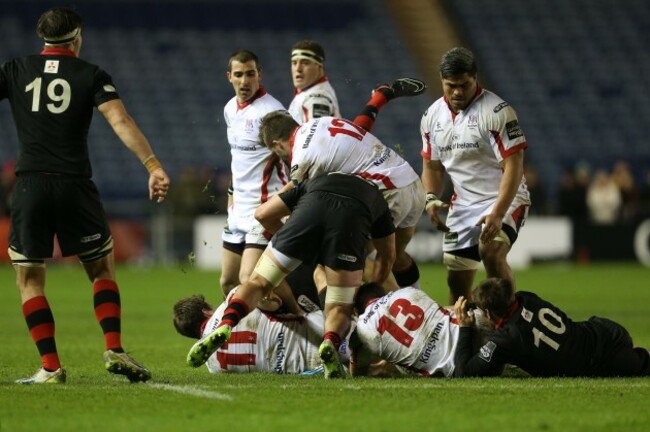 Stuart McCloskey tackles Tom Heathcote
