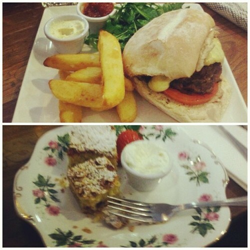 Lunch in avoca  #lunch #burger #chips #dessert #tart