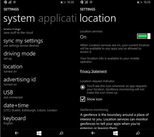 Windows Phone location