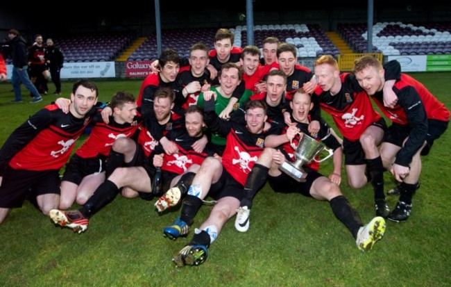 The UCC team celebrate after the game