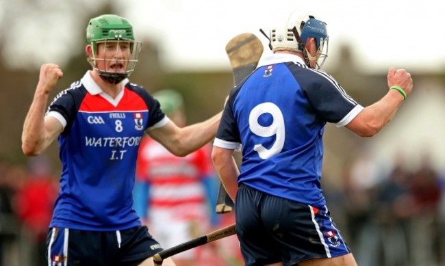 Jack Langton and Stephen Roche celebrate at the final whistle