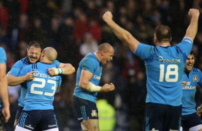 Italy players celebrate after the final whistle