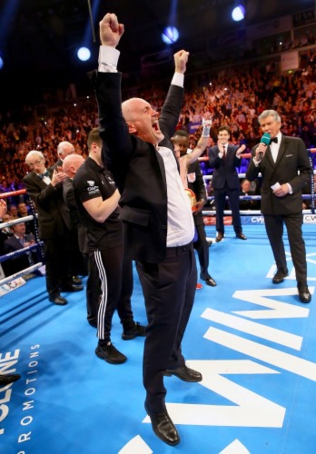 Barry McGuigan celebrates