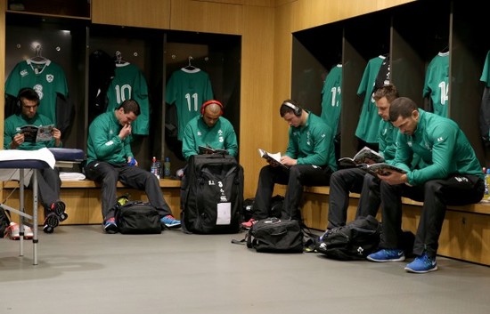 General view of the players in the changing room