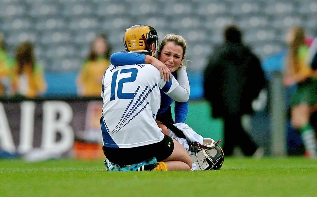 Laura Buckley and Edel Long dejected at the final whistle