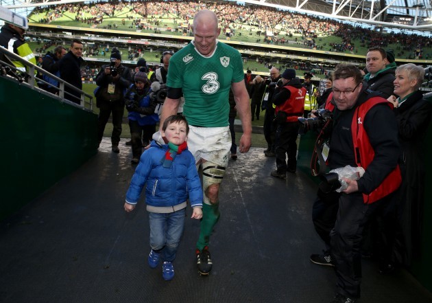 Paul O'Connell with his son Paddy after the game