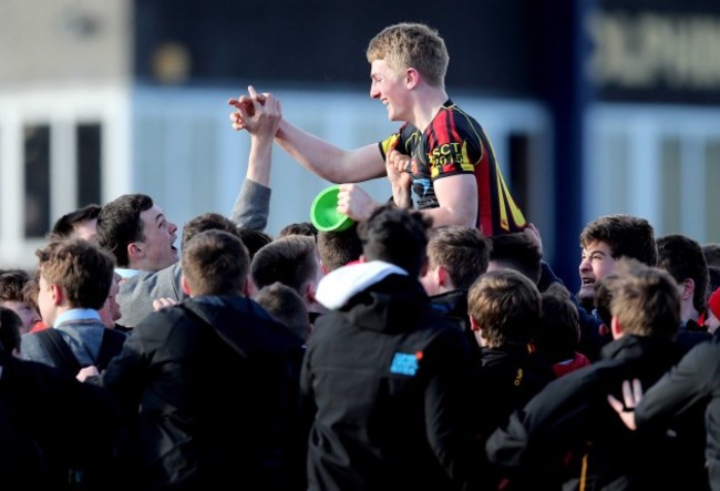 Conor Fitzgerald celebrates after kicking a penalty to win the game