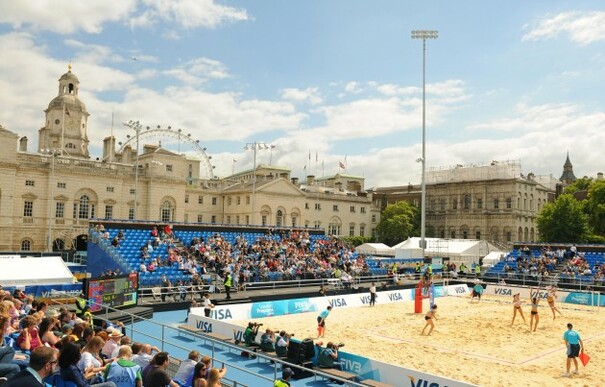 In Pictures Olympic Stars Test Londons Beach Volleyball