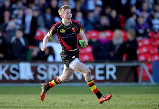 Conor Fitzgerald celebrates after kicking a penalty to win the game