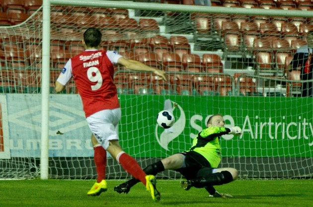St. Patrick's Athletic's Christy Fagan scores the first goal