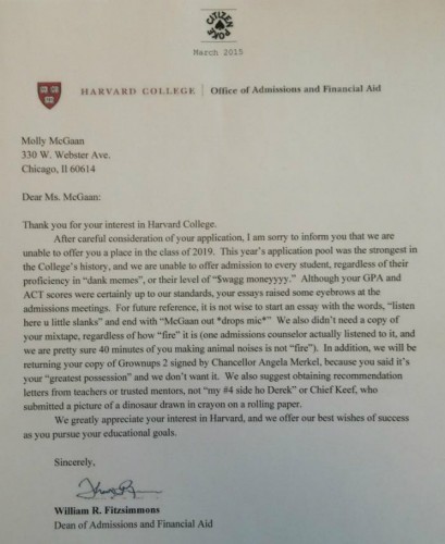 This Harvard rejection letter went super viral but it's totally fake