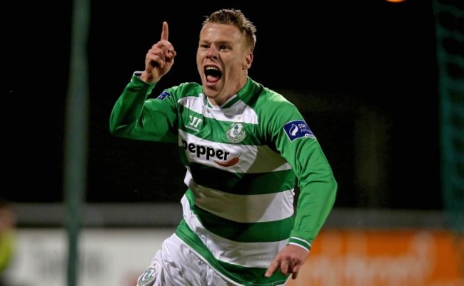 Danny North celebrates scoring the first goal of the game