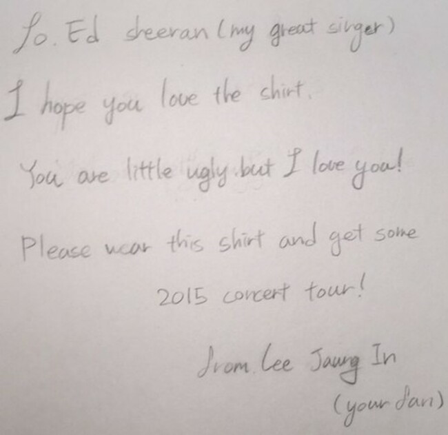 ed sheeran letter