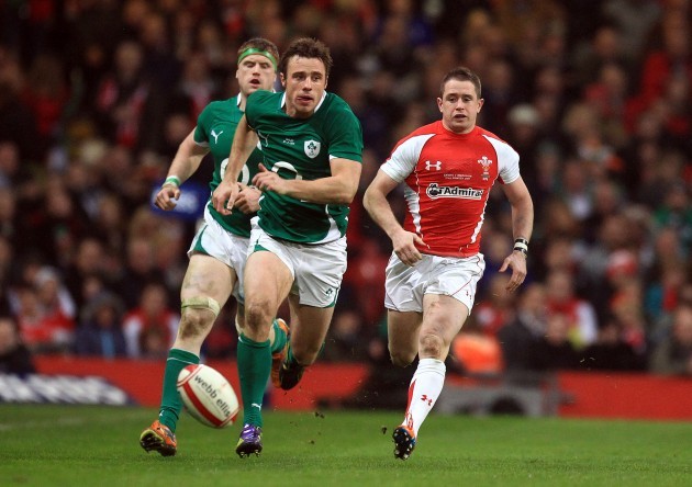 Tommy Bowe with Shane Williams