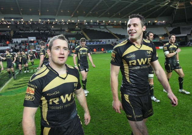 Shane Williams and Tommy Bowe after the game