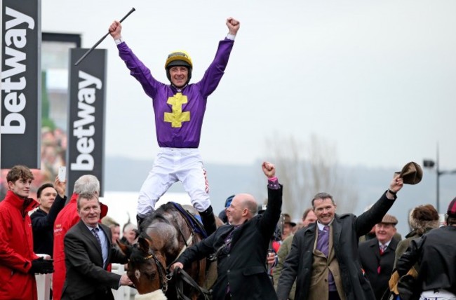 Davy Russell celebrates winning on Windsor Park