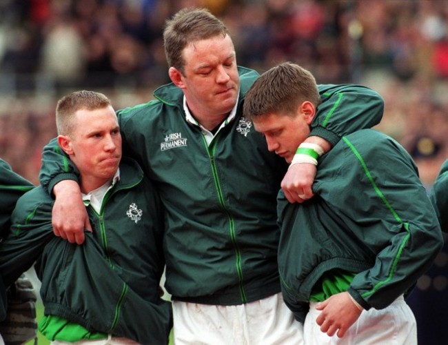 Mick Galwey and Peter Stringer and Ronan O'Gara 4/3/2000