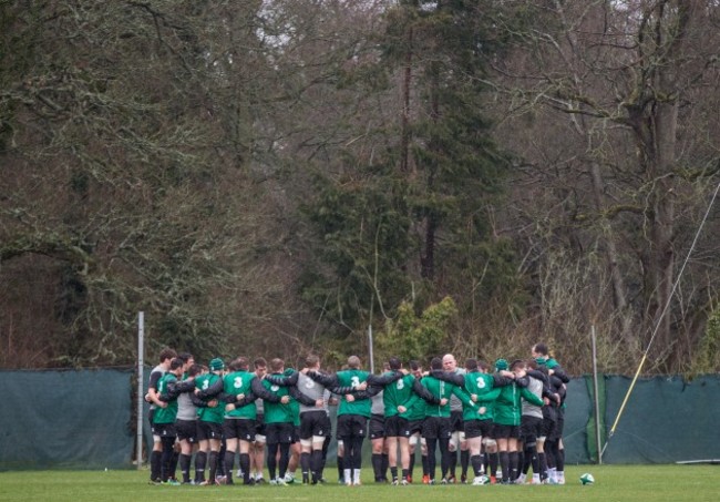 The Ireland team huddle