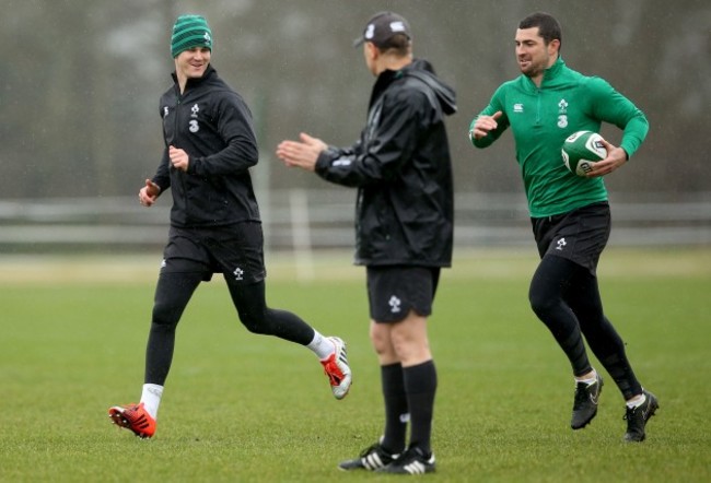 Jonathan Sexton and Rob Kearney with Joe Schmidt