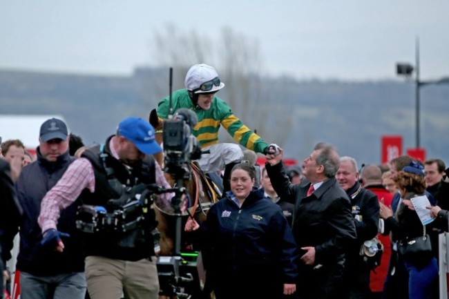 AP McCoy onboard Uxizandre celebrates winning with JP MCManus