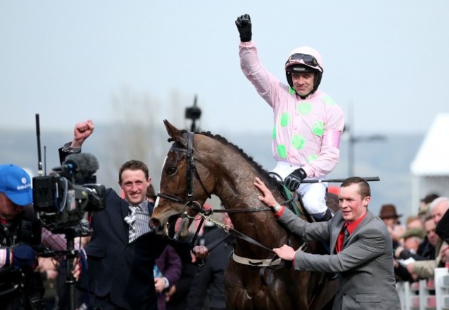 Ruby Walsh onboard Vautour celebrates winning