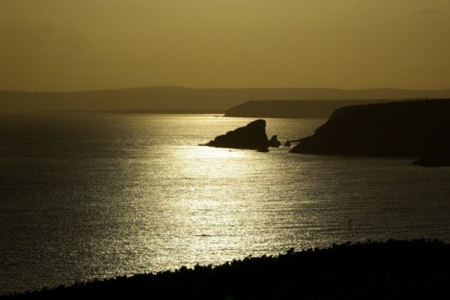 Setting Sun on Sea at Bonmahon Waterford