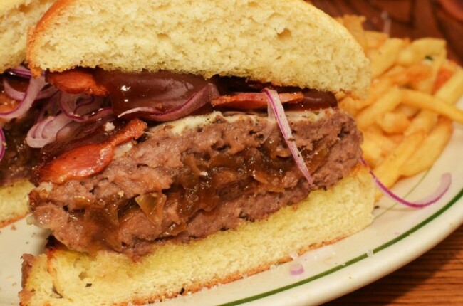 Mmm... onion jam stuffed bacon cheeseburger