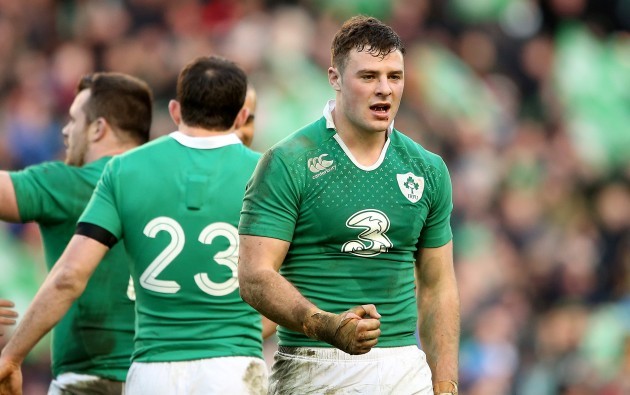 Robbie Henshaw celebrates after the game