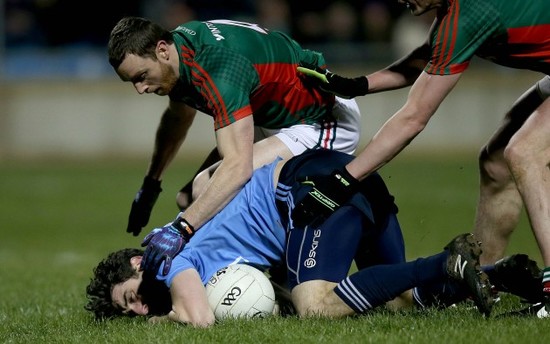 Bernard Brogan tackled by Keith Higgins