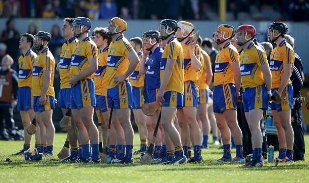 The Clare team stand for The National Anthem
