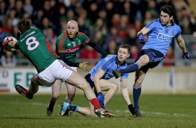 Bernard Brogan has a shot on goal blocked by Seamus O'Shea