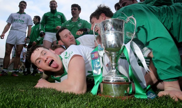 Ballyhale captain TJ Reid and team mates celebrate with the cup