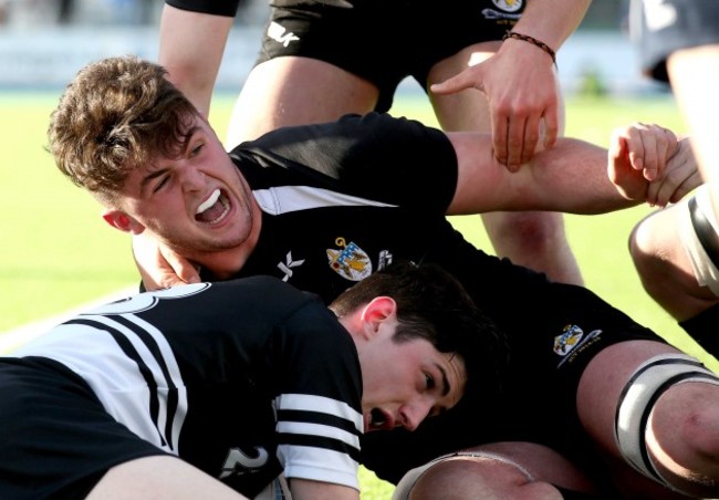 Dan Trayers celebrates scoring their second try