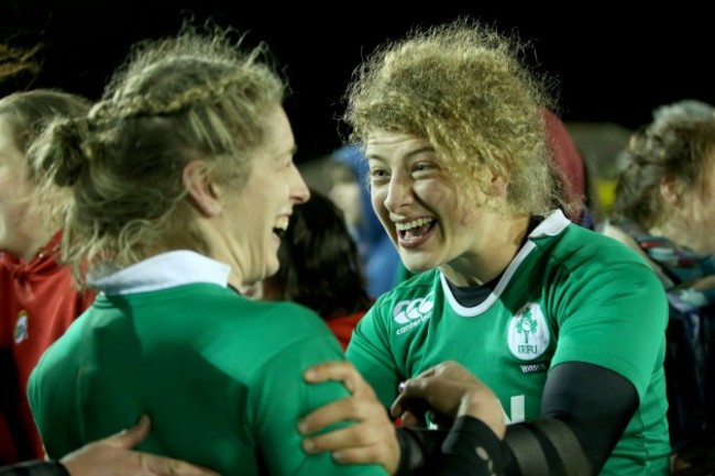 Alison Miller and Jenny Murphy celebrate