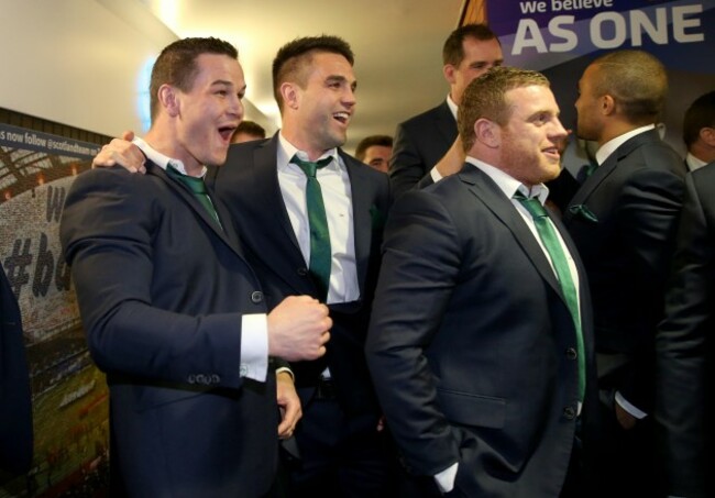 Conor Murray and Jonathan Sexton celebrate