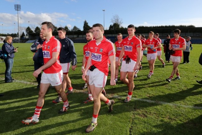 Cork players return to the dressing rooms