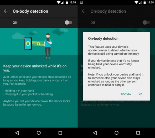 Android Unlock on-body