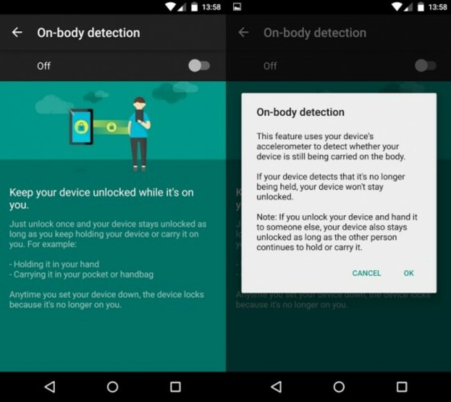 Android Unlock on-body
