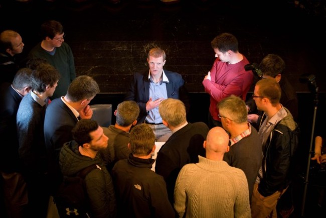 Henry Shefflin speaking to members of the media