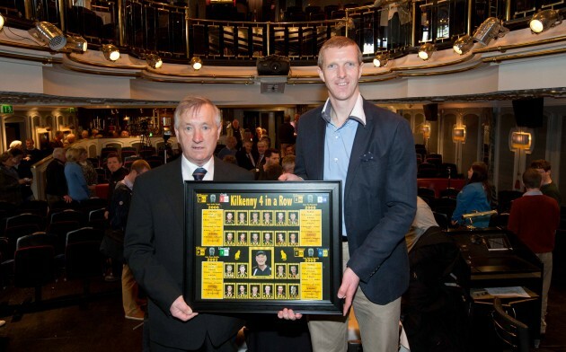 Rackard Cody presents a Kilkenny 4 in a row framed picture to Henry Shefflin