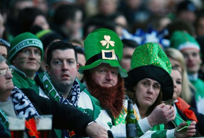 Ireland supporters watch the England France match