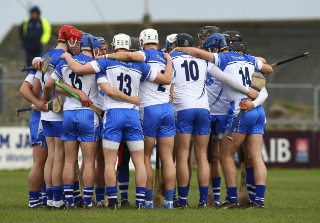 The Waterford team huddle before the game
