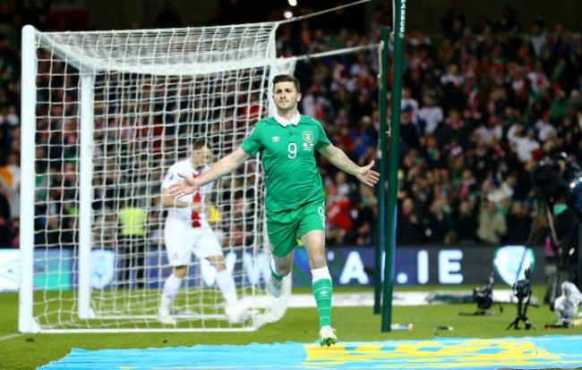 Shane Long celebrates scoring a goal